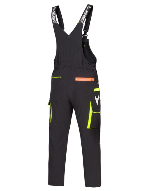 Elastyczne spodnie robocze ogrodniczki odblaskowe wstawki REDBERG ACTIVE