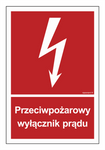 Znak - Przeciwpożarowy wyłącznik prądu - 10 cm x 14,8 cm