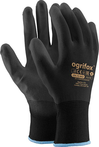 Rękawice robocze dopasowane czarne OGRIFOX OX-POLIUR