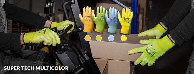 Rękawice ochronne SUPER TECH MULTICOLOR