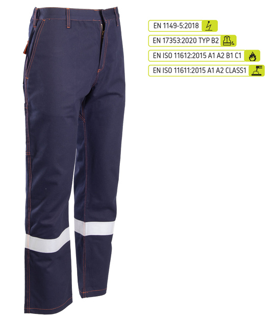 Spodnie do pasa spawalnicze odblaskowe PROFFLAM ODBLASK