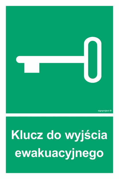 Znak - Klucz do wyjścia ewakuacyjnego - 10 x 15 cm