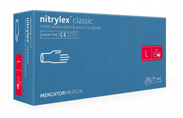 Rękawice jednorazowe nitrylowe bezpudrowe niebieskie NITRYLEX CLASSIC