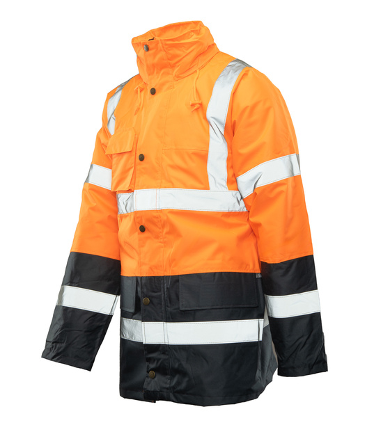 Kurtka ocieplana odblaskowa długa pomarańczowa BENEFIT HI VI