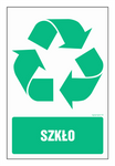 Znak - Etykieta na pojemniki na Szkło  - 10 cm x 15 cm