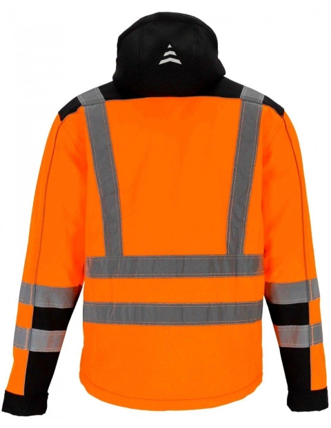 Kurtka ocieplana odblaskowa zimowa softshell pikowana pomarańczowa REDBERG V-NEON