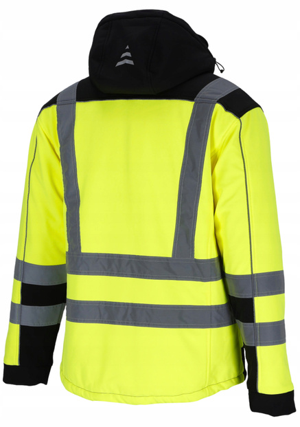 Kurtka ocieplana seledynowa odblaskowa zimowa softshell pikowana membrana REDBERG V-NEON