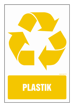Znak - Etykieta na pojemniki na odpady Plastik - 10 cm x 15 cm