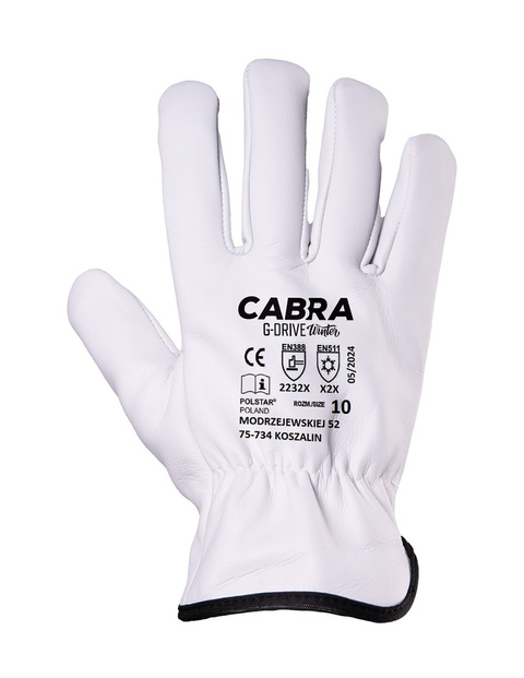 Rękawice robocze skórzane ocieplane CABRA G-DRIVE WINTER