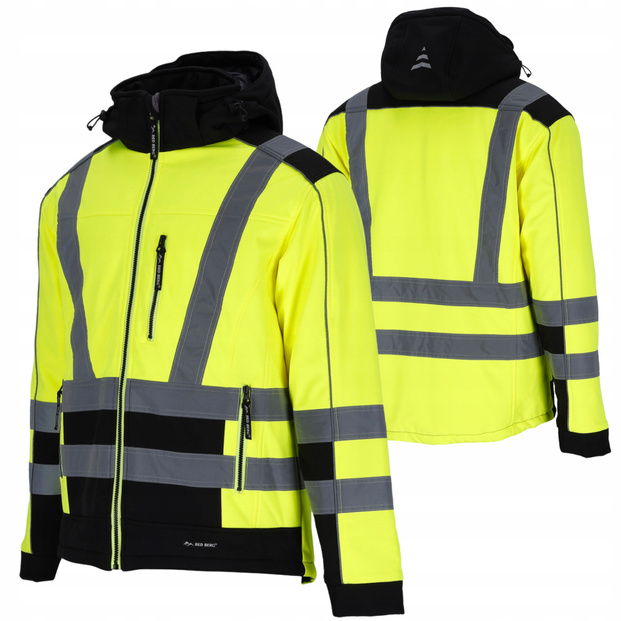 Kurtka ocieplana seledynowa odblaskowa zimowa softshell pikowana membrana REDBERG V-NEON