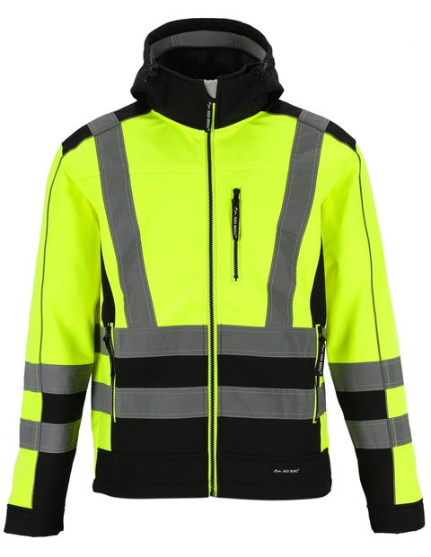 Kurtka ocieplana seledynowa odblaskowa zimowa softshell pikowana membrana REDBERG V-NEON