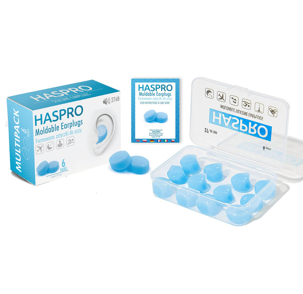 Wodoszczelne zatyczki do uszu formowane HASPRO Mold 6P niebieskie