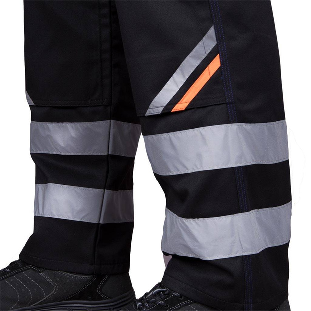 Spodnie robocze ogrodniczki z pasami odblaskowymi PROM-B