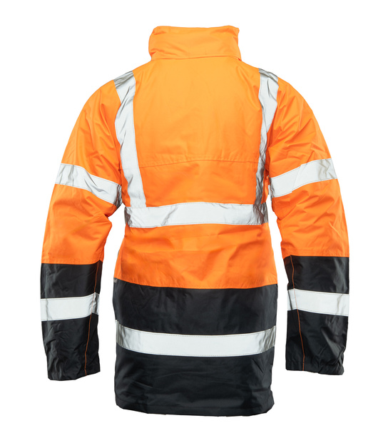 Kurtka ocieplana odblaskowa długa pomarańczowa BENEFIT HI VI