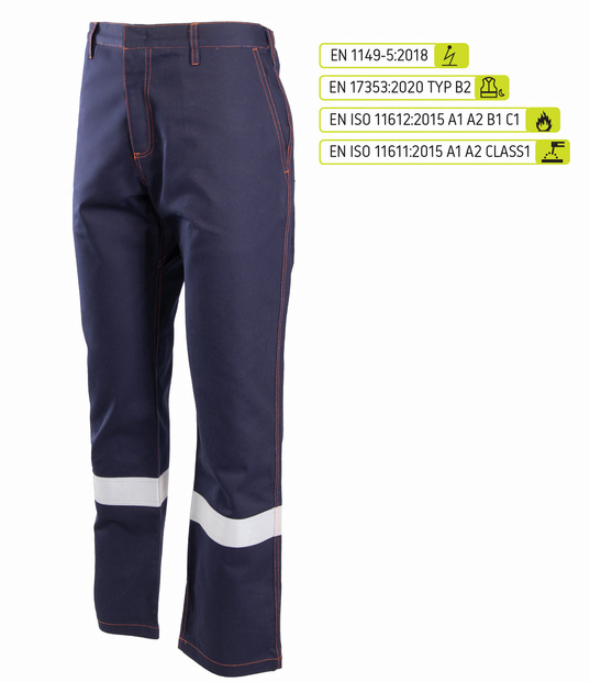 Spodnie do pasa spawalnicze odblaskowe PROFFLAM ODBLASK