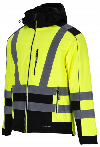 Kurtka ocieplana seledynowa odblaskowa zimowa softshell pikowana membrana REDBERG V-NEON