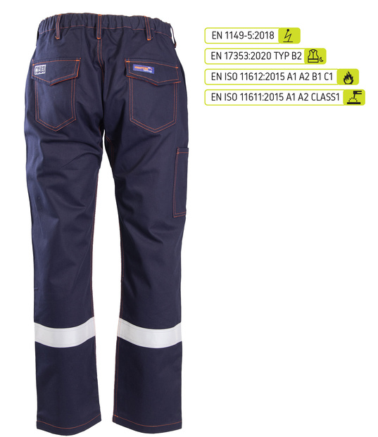 Spodnie do pasa spawalnicze odblaskowe PROFFLAM ODBLASK