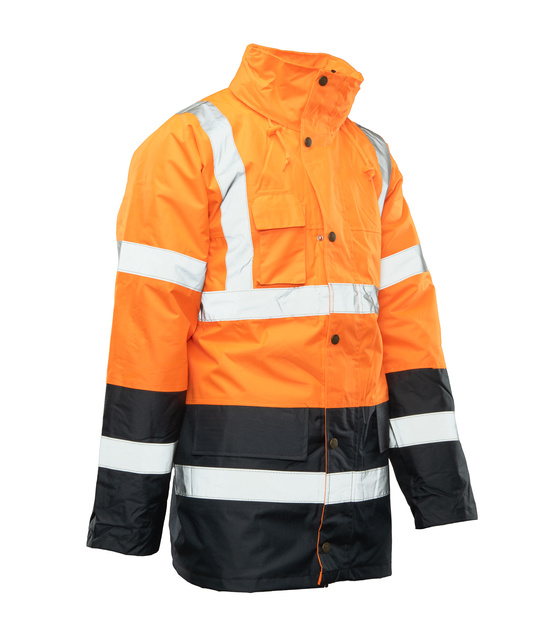 Kurtka ocieplana odblaskowa długa pomarańczowa BENEFIT HI VI