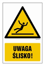 Znak - Uwaga - ślisko - 20 cm x 30 cm