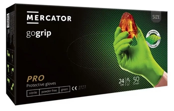 Rękawice nitrylowe z diamentową teksturą mocne MERCATOR GOGRIP zielone
