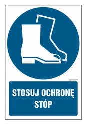 Znak - Stosuj ochronę stóp - 30 cm x 20 cm