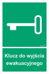 Znak - Klucz do wyjścia ewakuacyjnego - 10 x 15 cm