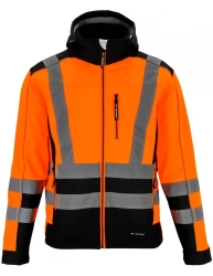 Kurtka ocieplana odblaskowa zimowa softshell pikowana pomarańczowa REDBERG V-NEON