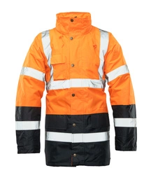 Kurtka ocieplana odblaskowa długa pomarańczowa BENEFIT HI VI 
