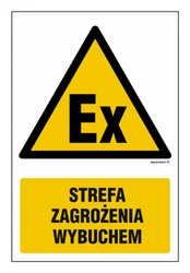 Znak - Strefa zagrożenia wybuchem EX - 20 x 30 cm