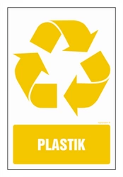 Znak - Etykieta na pojemniki na odpady Plastik - 10 cm x 15 cm