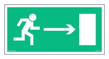 Znak - Kierunek do wyjścia drogi ewakuacyjnej w prawo - 30 x 15 cm