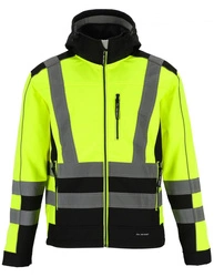 Kurtka ocieplana odblaskowa zimowa softshell pikowana membrana REDBERG V-NEON 