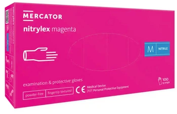 Rękawice jednorazowe nitrylowe bezpudrowe magenta kosmetyczne NITRYLEX MAGENTA
